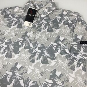 Yatta Golf Mens S Gray Floral Golf Polo Shirt NEW 4-Way Stretch Moisture Wicking